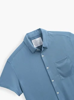 Men'S Ministry of Supply Atlantic Blue Oxford Men'S Apollo Short Sleeve Sport Shirt