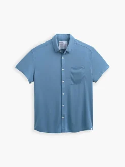 Men'S Ministry of Supply Atlantic Blue Oxford Men'S Apollo Short Sleeve Sport Shirt
