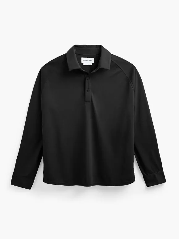 Men'S Ministry of Supply Black Men'S Apollo Raglan Long Sleeve Polo