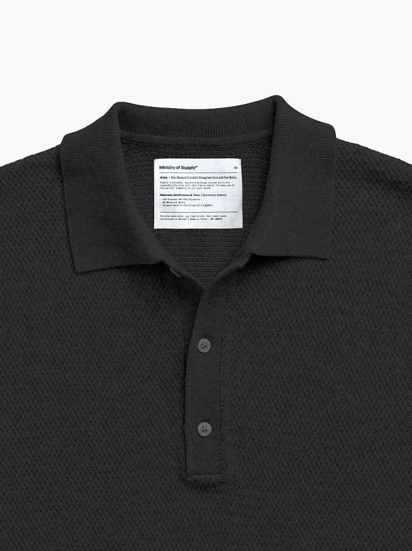 Men'S Ministry of Supply Black Men'S Labs Atlas Short Sleeve Knit Polo