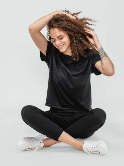 Women'S Ministry of Supply Black Women'S Composite Merino Boxy Tee