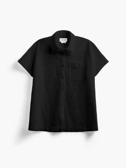 Women'S Ministry of Supply Black Women'S Hybrid Seersucker Short Sleeve Shirt