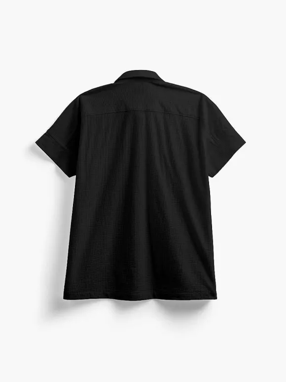 Women'S Ministry of Supply Black Women'S Hybrid Seersucker Short Sleeve Shirt