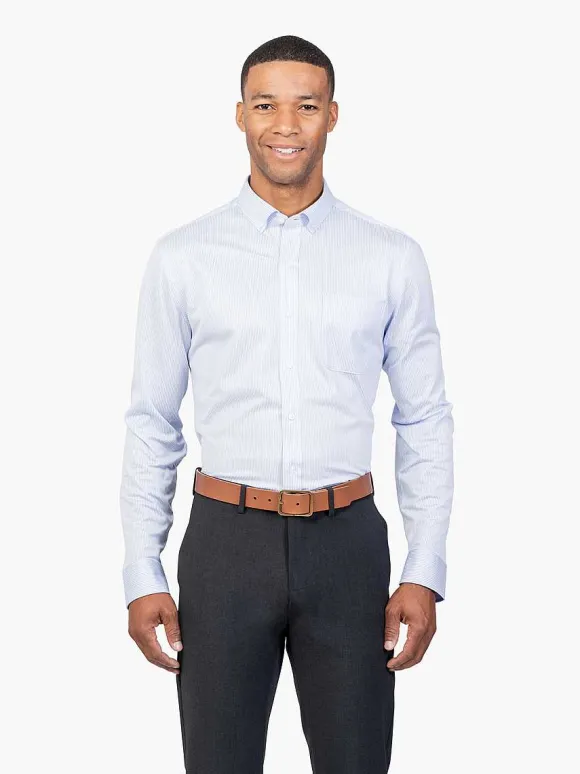 Men'S Ministry of Supply Blue Stripe Men'S Previous Generation Gemini Knit Shirt
