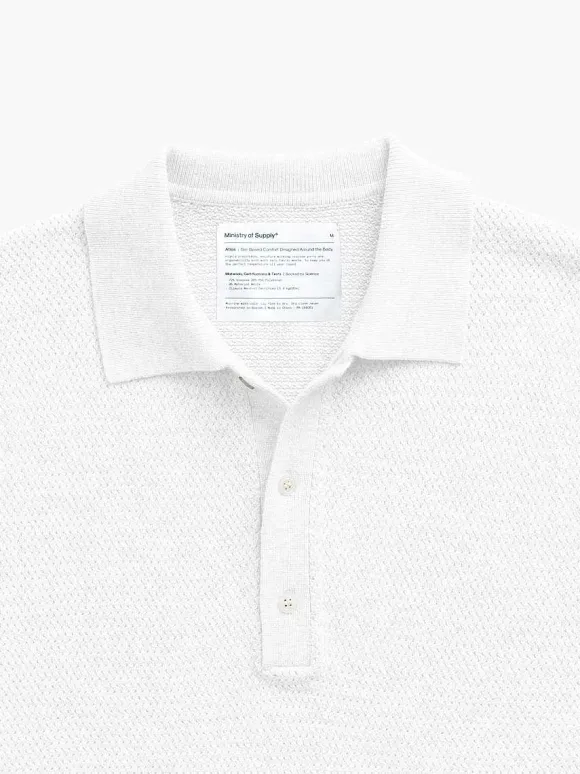 Men'S Ministry of Supply Bone Men'S Labs Atlas Short Sleeve Knit Polo