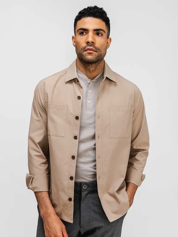 Men'S Ministry of Supply British Tan Men'S Pace Poplin Overshirt