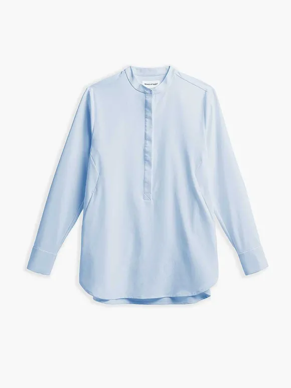 Women'S Ministry of Supply Chambray Blue Women'S Aerozero° Band Collar Tunic