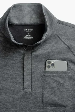 Men'S Ministry of Supply Charcoal Heather Men'S Fusion Double-Knit 1/4 Zip