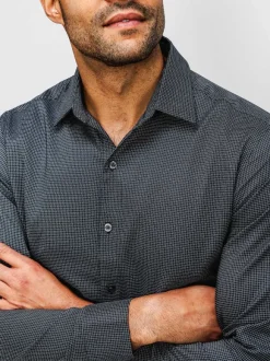 Men'S Ministry of Supply Charcoal Mini Grid Men'S Aerozero° Dress Shirt