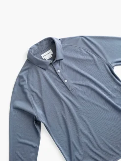 Men'S Ministry of Supply City Blue Men'S Apollo Raglan Long Sleeve Polo