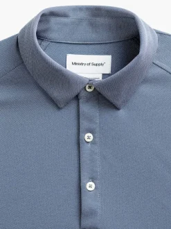 Men'S Ministry of Supply City Blue Men'S Apollo Raglan Long Sleeve Polo
