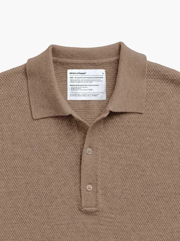 Men'S Ministry of Supply Coffee Men'S Labs Atlas Short Sleeve Knit Polo