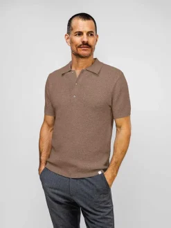 Men'S Ministry of Supply Coffee Men'S Labs Atlas Short Sleeve Knit Polo