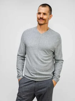 Men'S Ministry of Supply Grey Heather Men'S Atlas Air V-Neck Sweater