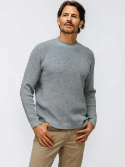 Men'S Ministry of Supply Grey Heather Men'S Atlas Waffle Roll Neck Sweater
