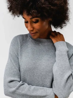 Women'S Ministry of Supply Grey Heather Women'S Atlas Waffle Sweater
