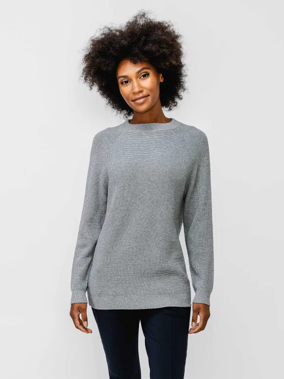 Women'S Ministry of Supply Grey Heather Women'S Atlas Waffle Sweater