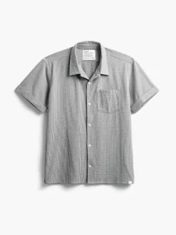 Men'S Ministry of Supply Grey Tonal Stripe Men'S Hybrid Seersucker Short Sleeve Shirt