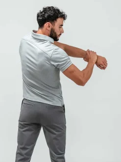 Men'S Ministry of Supply Grey White Heather (Brushed) Men'S Apollo Polo
