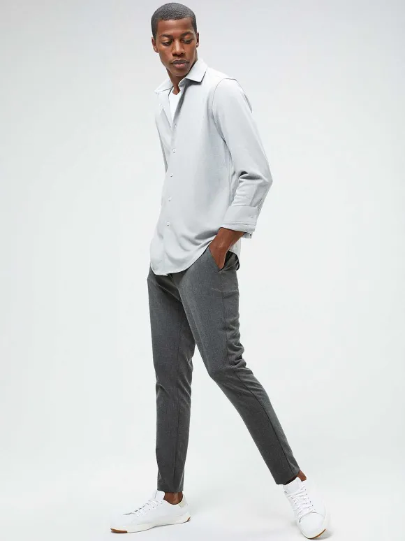 Men'S Ministry of Supply Grey White Heather (Brushed) Men'S Apollo Dress Shirt (Previous Generation)