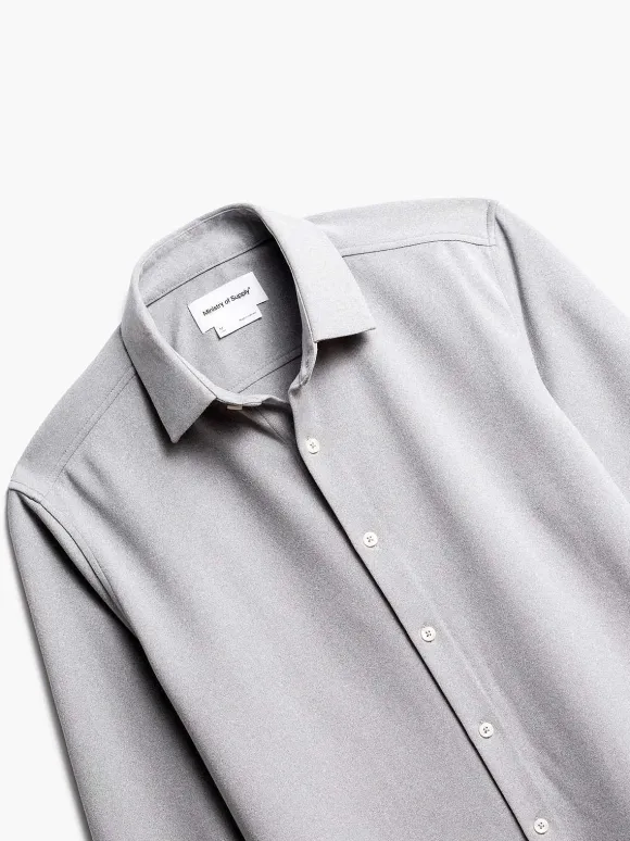 Men'S Ministry of Supply Grey White Heather (Brushed) Men'S Apollo Dress Shirt (Previous Generation)