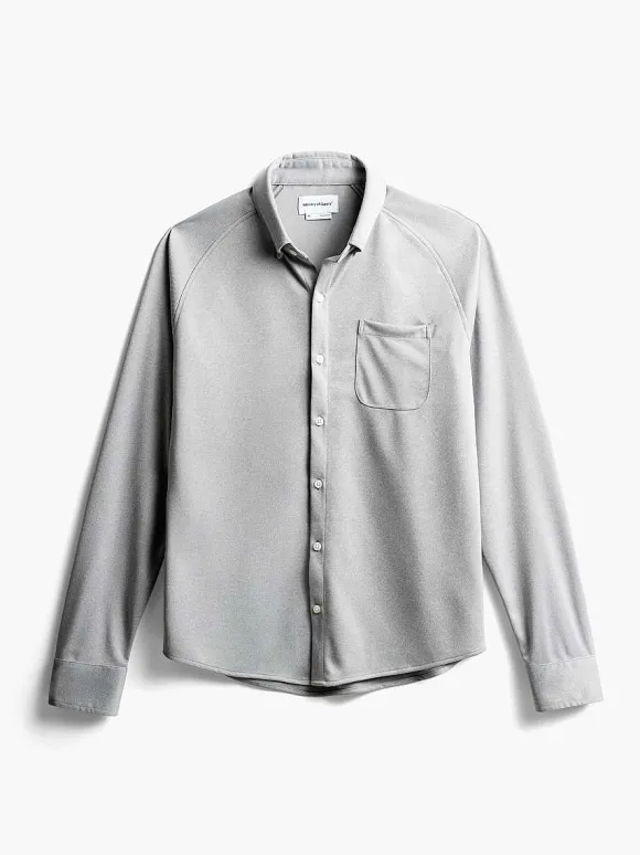 Men'S Ministry of Supply Grey White Heather Men'S Apollo Raglan Sport Shirt