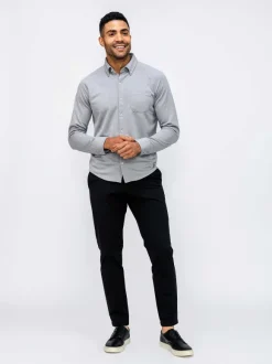 Men'S Ministry of Supply Grey White Heather Men'S Apollo Raglan Sport Shirt