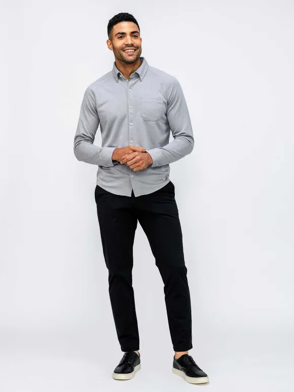 Men'S Ministry of Supply Grey White Heather Men'S Apollo Raglan Sport Shirt