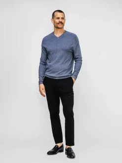 Men'S Ministry of Supply Indigo Heather Men'S Atlas Air V-Neck Sweater