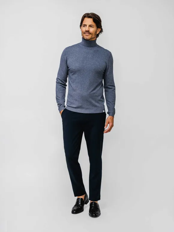 Men'S Ministry of Supply Indigo Heather Men'S Atlas Air Turtleneck