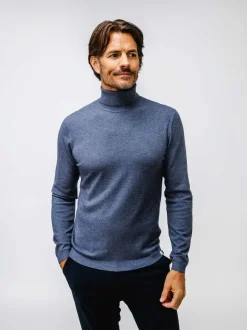 Men'S Ministry of Supply Indigo Heather Men'S Atlas Air Turtleneck