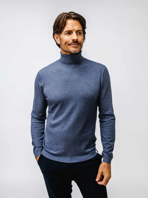 Men'S Ministry of Supply Indigo Heather Men'S Atlas Air Turtleneck