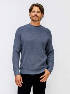 Men'S Ministry of Supply Indigo Heather Men'S Atlas Waffle Roll Neck Sweater