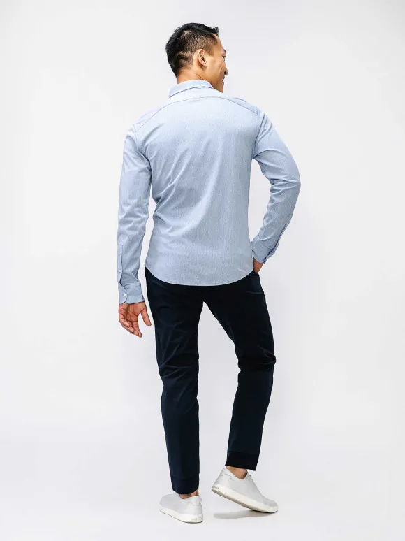 Men'S Ministry of Supply Light Blue Stripe Men'S Hybrid Button-Down