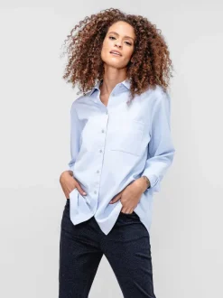 Women'S Ministry of Supply Light Blue Women'S Aerozero° Oversized Shirt