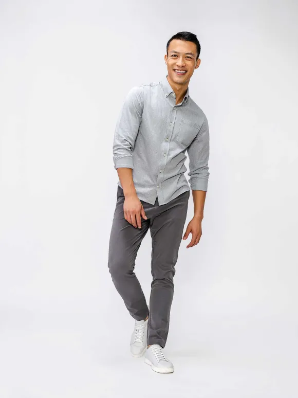 Men'S Ministry of Supply Light Grey Stripe Men'S Hybrid Button-Down