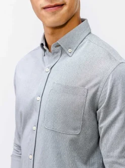 Men'S Ministry of Supply Light Grey Stripe Men'S Hybrid Button-Down
