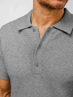 Men'S Ministry of Supply Mercury Grey Heather Men'S Labs Atlas Short Sleeve Knit Polo