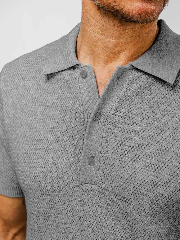 Men'S Ministry of Supply Mercury Grey Heather Men'S Labs Atlas Short Sleeve Knit Polo