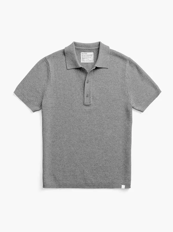 Men'S Ministry of Supply Mercury Grey Heather Men'S Labs Atlas Short Sleeve Knit Polo