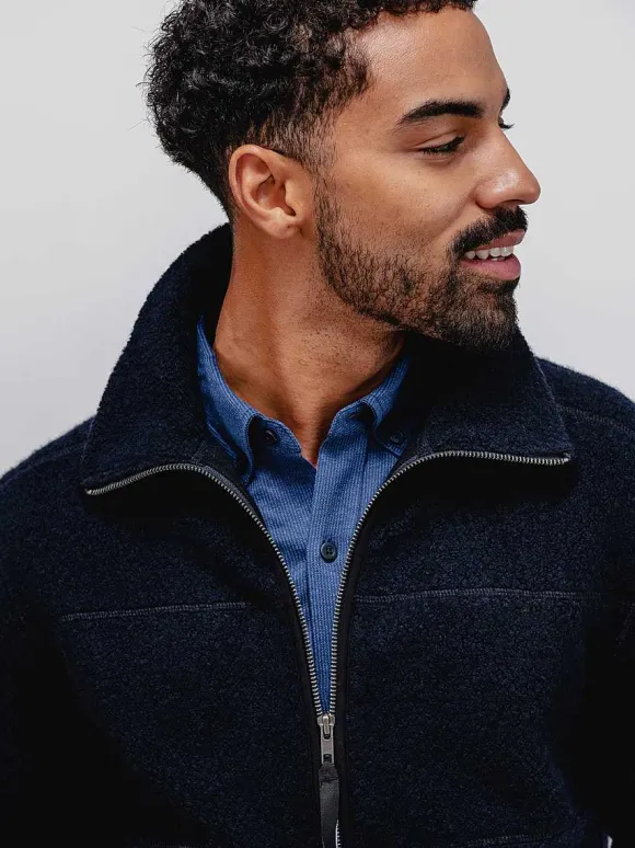 Men'S Ministry of Supply Navy Men'S Composite Merino Ecofleece Jacket