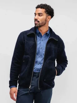 Men'S Ministry of Supply Navy Men'S Composite Merino Ecofleece Jacket
