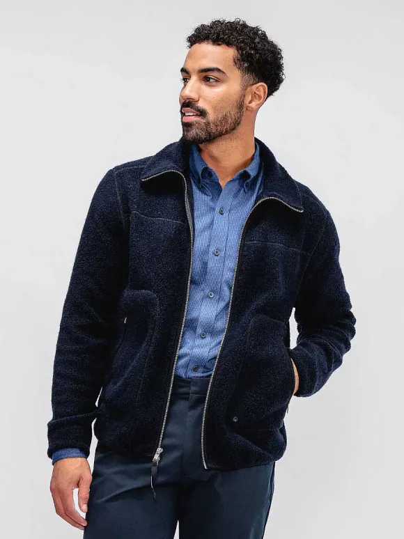 Men'S Ministry of Supply Navy Men'S Composite Merino Ecofleece Jacket