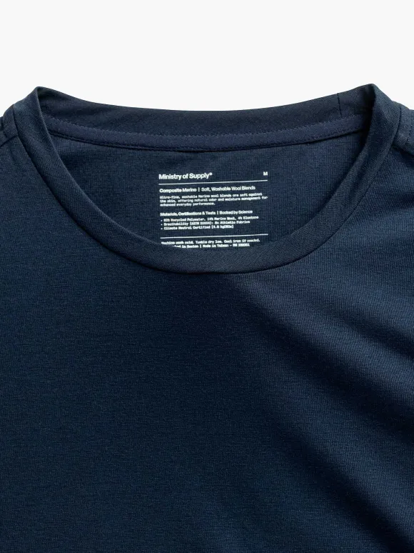 Men'S Ministry of Supply Navy Men'S Composite Merino Long Sleeve Tee