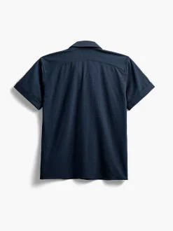 Men'S Ministry of Supply Navy Men'S Hybrid Seersucker Short Sleeve Shirt