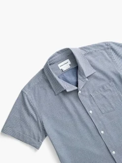 Men'S Ministry of Supply Navy Stripe Men'S Hybrid Seersucker Short Sleeve Shirt
