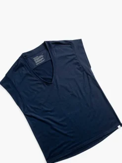 Women'S Ministry of Supply Navy Women'S Composite Merino V-Neck Tee