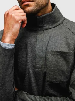 Men'S Ministry of Supply Olive Heather Men'S Fusion Double-Knit 1/4 Zip