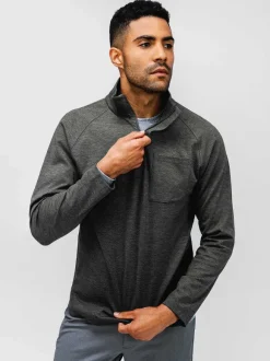Men'S Ministry of Supply Olive Heather Men'S Fusion Double-Knit 1/4 Zip