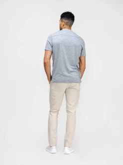 Men'S Ministry of Supply Pale Grey Heather Men'S Composite Merino Short Sleeve Henley